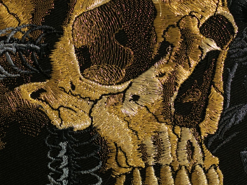 Skull Patch: Goth Memento Mori Iron-On Embroidered Back Patches for Jackets image 7