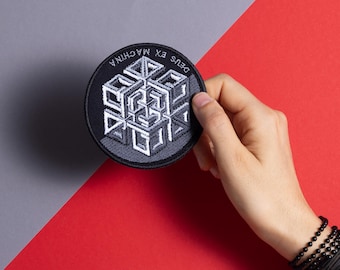 Isometric Geometry Embroidered Patch: Deus Ex Machina Mystique Sacred Iron-On Sew-On patch