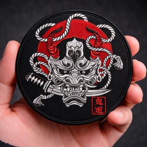 Motif de broderie démon japonais Oni, fichier de broderie Machine