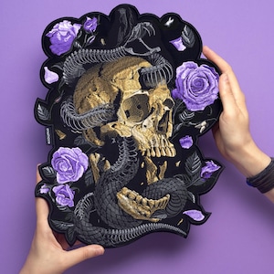 Skull Embroidered Patch, Pastel Goth