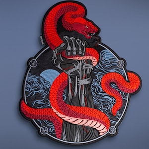 Gestickter Schlangen Aufnäher: Occult Dark Art Goth, Aufnäher zum Aufbügeln, für Jacken