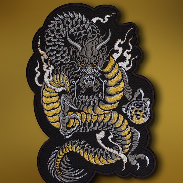 mythical creatures, back patch, dragon patch, dragon iron on patch, graphicine, Japanese mythology, battle jacket patch, Japanese fashion