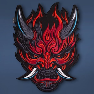 Patch Oni, patch dos, patch démon japonais, patchs pour vestes, patchs anime, fer sur les patchs, patch veste de combat, mode japonaise