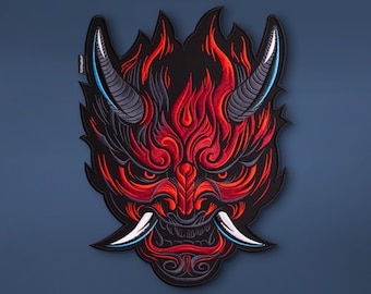 Oni Aufnäher, Rücken Patch, japanischer Dämon Aufnäher, Patches für Jacken, Anime Patches, Patches zum Aufbügeln, Kampfjacke Aufnäher, japanische Mode