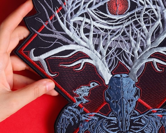 Deer Skeleton Patch: Wendigo Mythical Medieval Animal Goth Embroidered Back Patch