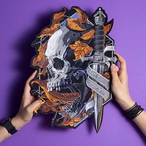 patch, skull iron-on back patch for jackets, battle jacket patch, goth dark patches, mystic occult patch, witchy patches