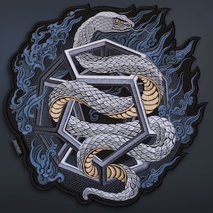 back patch, snake accessories, snake patch, goth patch, embroidered patch, occult geometry patch, iron on patch, battle jacket patch