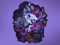 Embroidered Skull & Flowers Back Patch: Goth Dark Art Iron-On Sew-On Patches for Custom Vest product logo