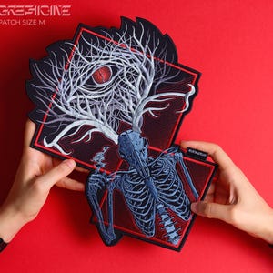 creepy goth nature, Wendigo back patch, mythical creature patch, magical creature, patches for jackets, deer skeleton, witch patches