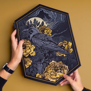 Embroidered Raven Back Patch: Gothic Crow Iron-On Patch for Custom Vest