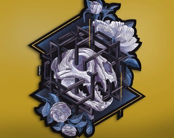 Patch tijgerschedel: gotische occulte Wicca-hekserij geborduurde achterkant