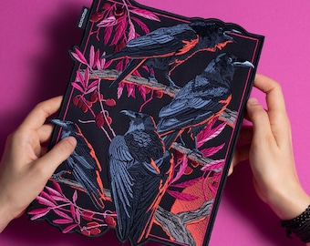 Embroidered Crows on Sunset Patch