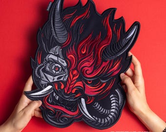 Patch Samurai Cyberpunk Oni - Patchs brodés démon dans le dos pour vestes