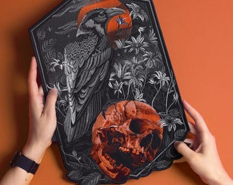 Halloween Raven & Skull Patch