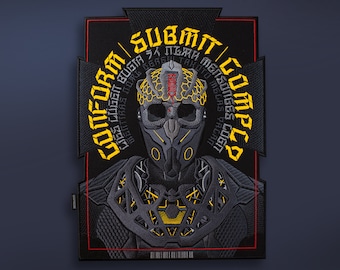 Cyberpunk Embroidered Back Patch: Dystopian Apocalyptic Iron-On Sew-on Patches for Custom Vest