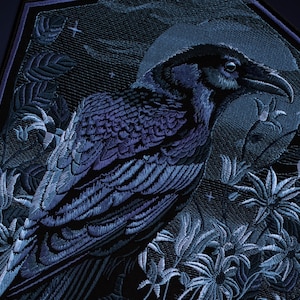 Embroidered Raven Skull Back Patch: Gothic Iron-on Patches for Custom ...