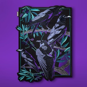 back patch, crow patch, raven patch, iron on patch, for jacket, goth patch, creepy goth nature, battle jacket patch, embroidered patch