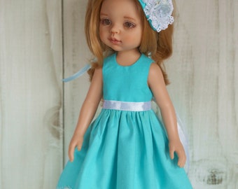 Blue dress with accessory for Paola Reina. Clothes for doll