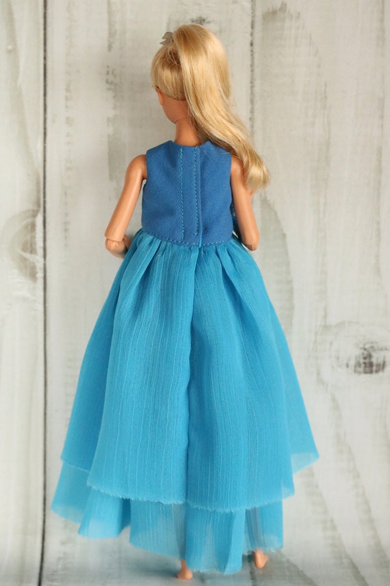 blue plastic dress Electric Blue Stretch Satin Long Dress With Wrap-Over Slit And Lace-Up main image 1