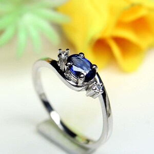 September Birthstone, Blue Sapphire Ring, 925 Solid Silver Ring, Designer Ring, Women Ring, Gift For Her, Sapphire Oval Ring, Charm Ring