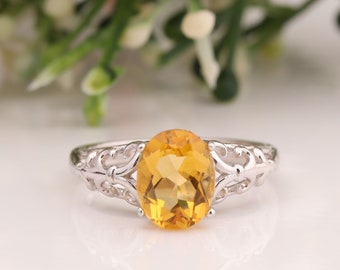 Natural Citrine Ring-Citrine Ring-Yellow Citrine Ring-Solid Gold Ring-Designer Citrine Ring-Oval Citrine ring-Sterling Silver Ring