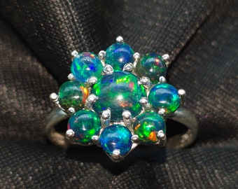 Black Opal Ring Flower Opal Ring Sterling Silver Opal Ring 14k Gold Opal Ring Fire Opal Ring Ethiopian Opal Ring Blue Opal Ring