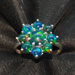 Black Opal Ring Flower Opal Ring Sterling Silver Opal Ring 14k Gold Opal Ring Fire Opal Ring Ethiopian Opal Ring Blue Opal Ring