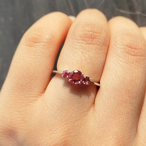 Pink Tourmaline Ring Sterling Silver Ring 14k Gold Ring October Birthstone Ring Minimalist Ring Pink Stone Ring Stacking Ring Dainty Ring