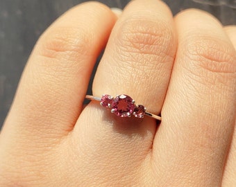 Anillo de turmalina rosa Anillo de plata de ley Anillo de oro de 14k Anillo de piedra natal de octubre Anillo minimalista Anillo de piedra rosa Anillo apilable Anillo delicado