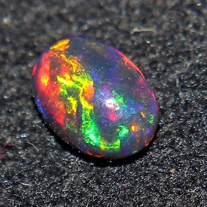 7x5mm Opal Natural Black Ethiopian Fire Opal Black Opal Welo fire Opal October birthstone Opal Stone  Oval Opal Cabochon Loose Fire Opal