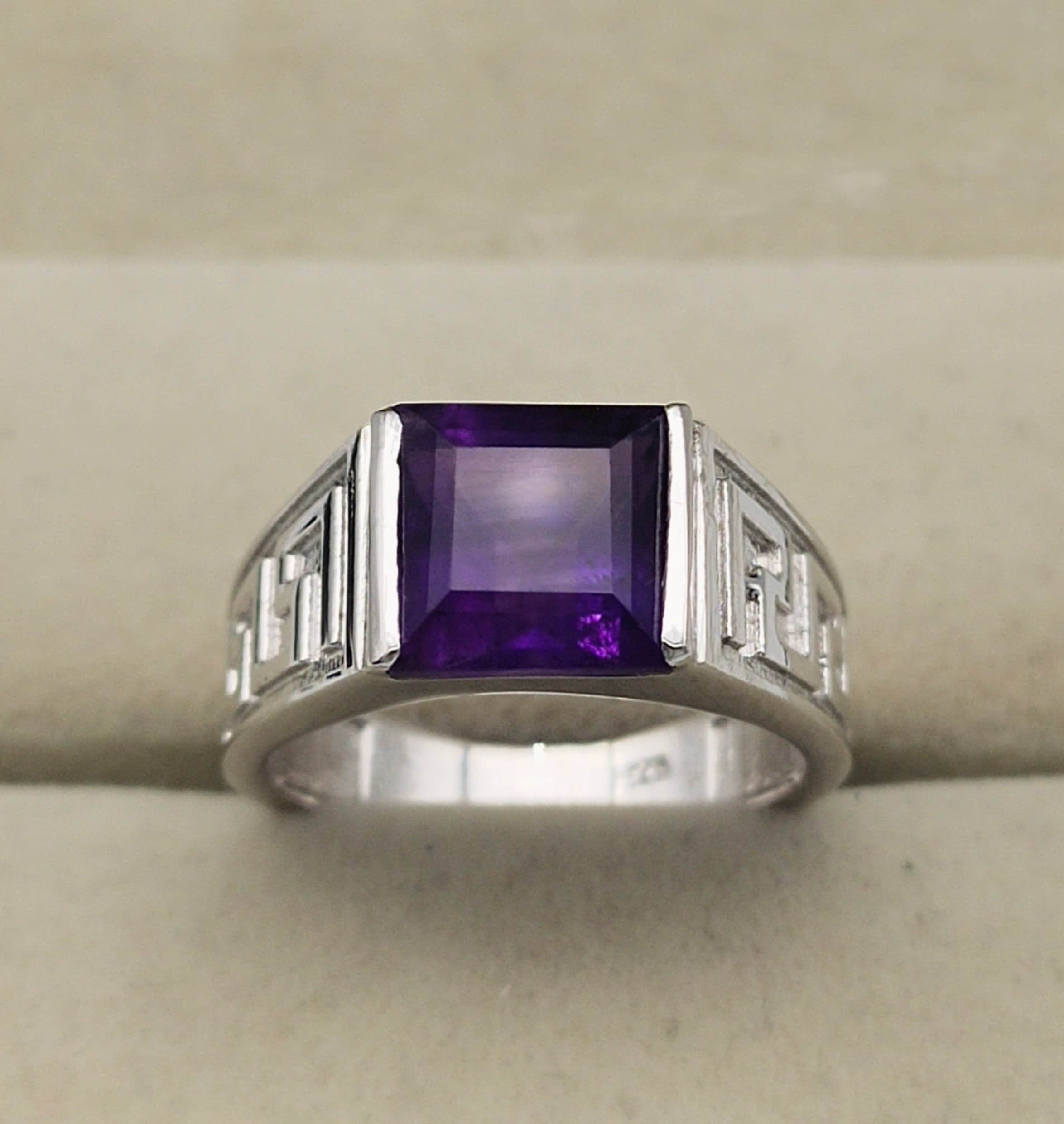 Amethyst Ring for Men Mens Gemstone Ring February Birthstone Etsy UK