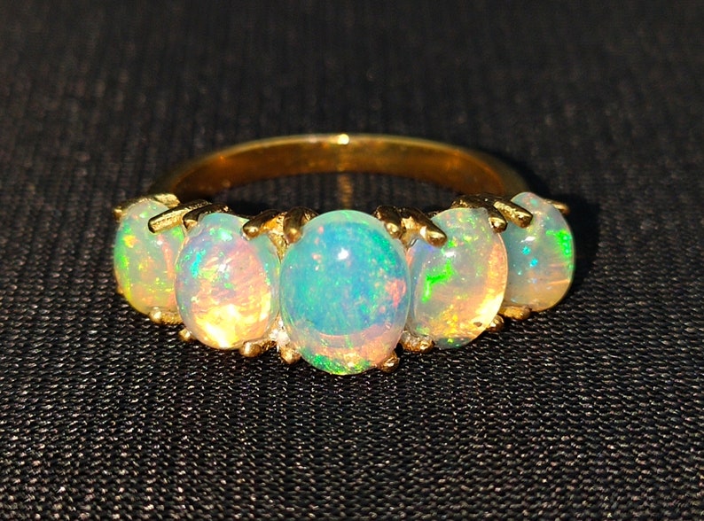 Opal Ring Fire Opal Ring-Sterling Silver Opal Ring Welo Opal Ring-Fire Opal Ring-14k Gold Ring-Ethiopian Opal Ring-October Birthstone Ring image 1