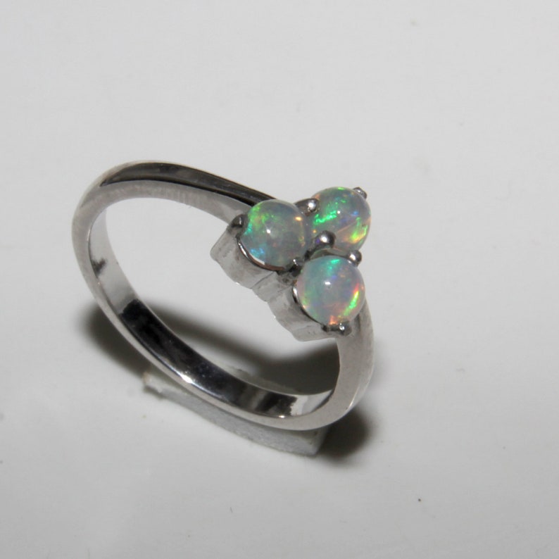 Birthstone Ring Natural Opal Round Ring Opal Ring Fire Opal Ring Sterling Silver Natural Ethiopian Fire Opal Ring Natural Opal Ring