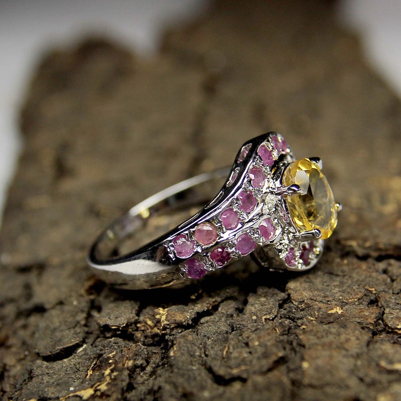 Womens Ring-Citrine Ring-Natural Citrine Ring-Womens Jewelry-Womens Designer Ring-Gift For Her-November Birthstone Ring-Ruby Ring-Women Gift
