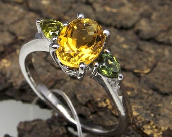 Natural Citrine Ring Oval Cut Citrine Ring Tourmaline Citrine Ring Sterling Silver Ring 14k Solid Gold Ring Statement ring Christmas Gift
