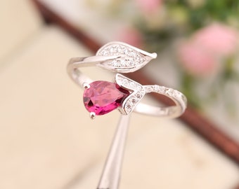 Tourmaline Ring Natural Tourmaline Ring Pink Tourmaline Ring Pear Tourmaline Ring Sterling Silver Ring Solid Gold Ring October Birthstone