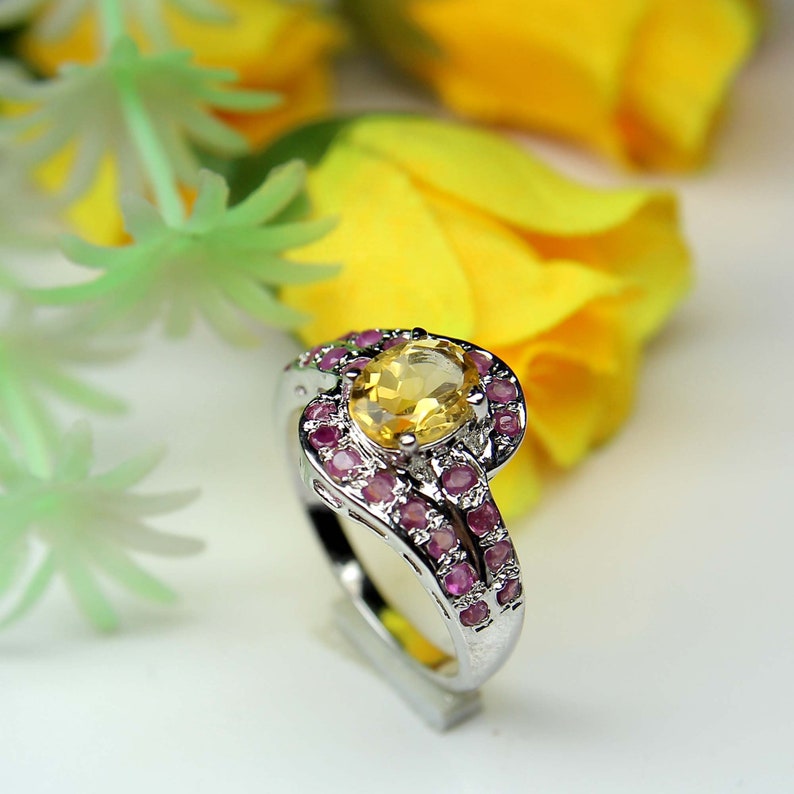 Womens Ring-Citrine Ring-Natural Citrine Ring-Womens Jewelry-Womens Designer Ring-Gift For Her-November Birthstone Ring-Ruby Ring-Women Gift