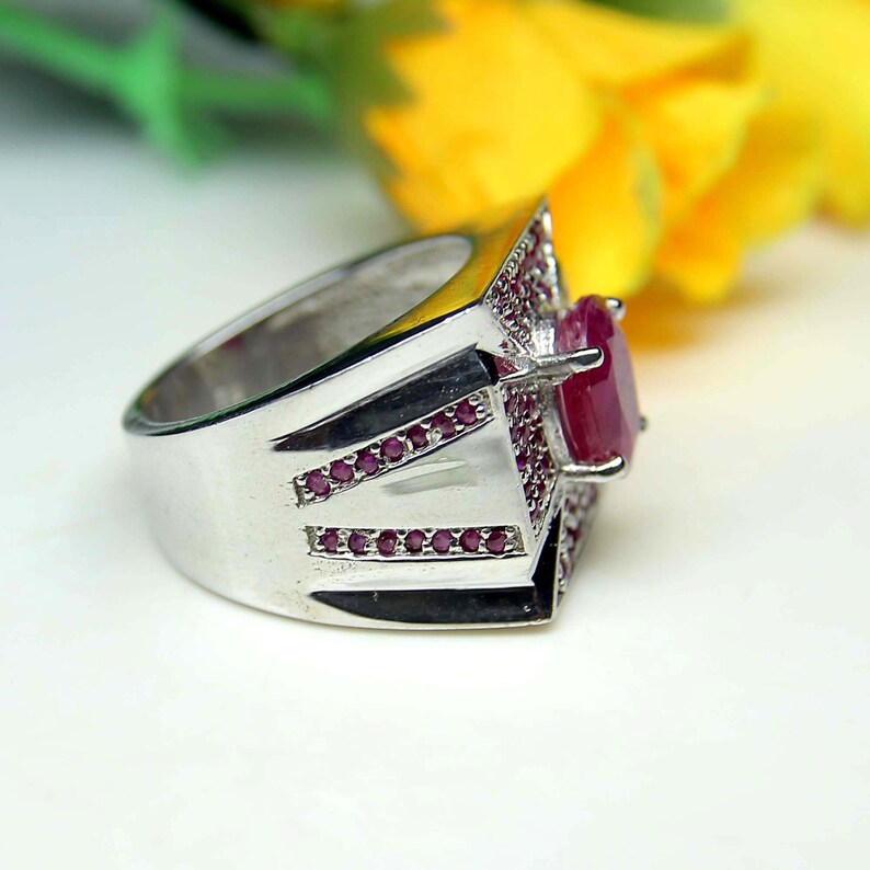 Natural Ruby Ring for Men-ruby Men's Ring-men's Ruby Ring-round Ruby ...