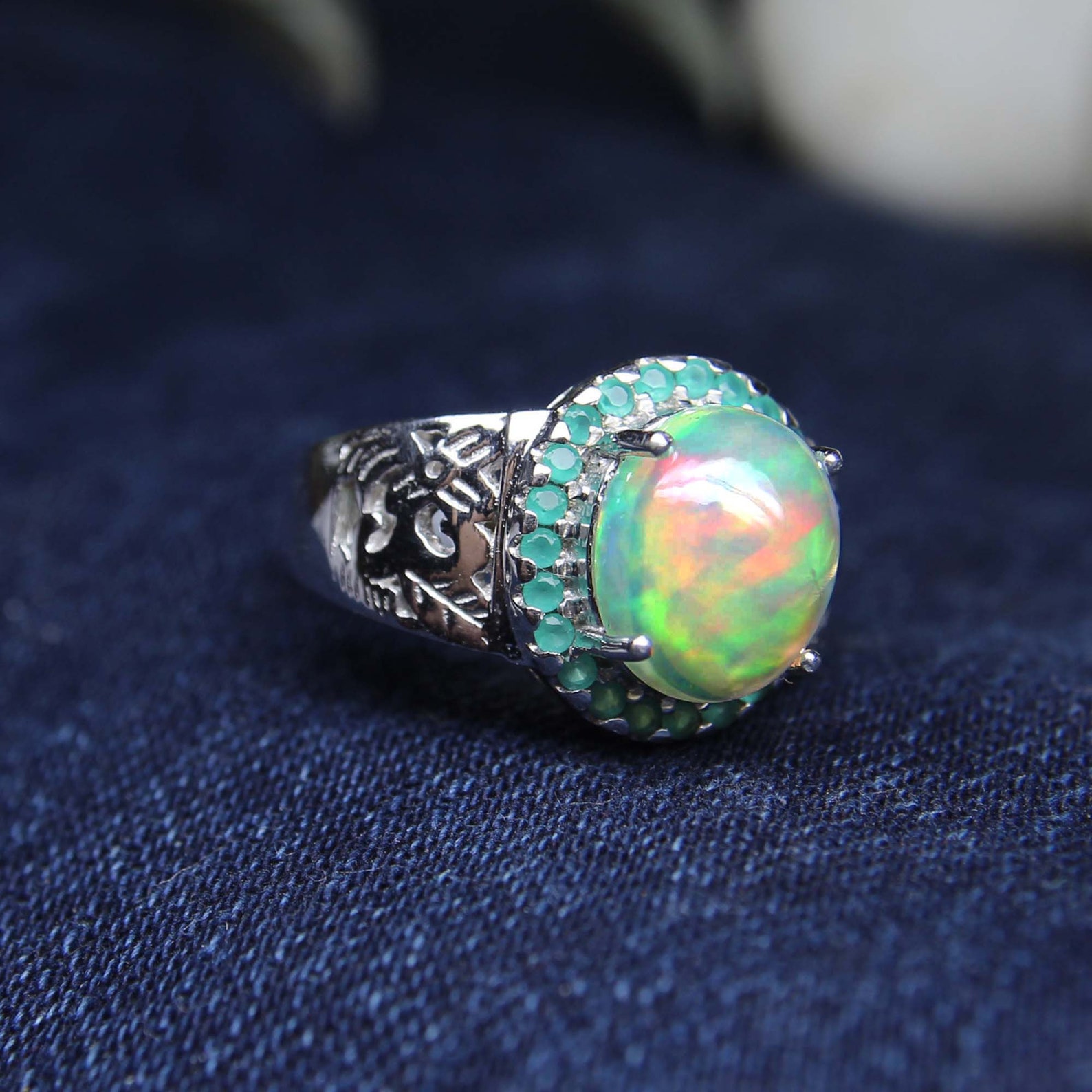 Natural Ethiopian Welo Fire Opal Gemstone Men's Ring-925 | Etsy