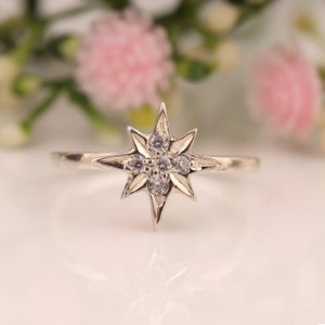North Star Christmas Ring Star of Bethlehem Ring Christmas Jewelry Sterling Silver Ring 14k Solid Gold Ring Christmas Ideas Christmas Gift