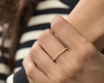 Minimalistisk stapelring Diamantring Guld minimalistisk ring Amerikansk diamantring CZ-ring Silverring Delikat ring Halv alliansring