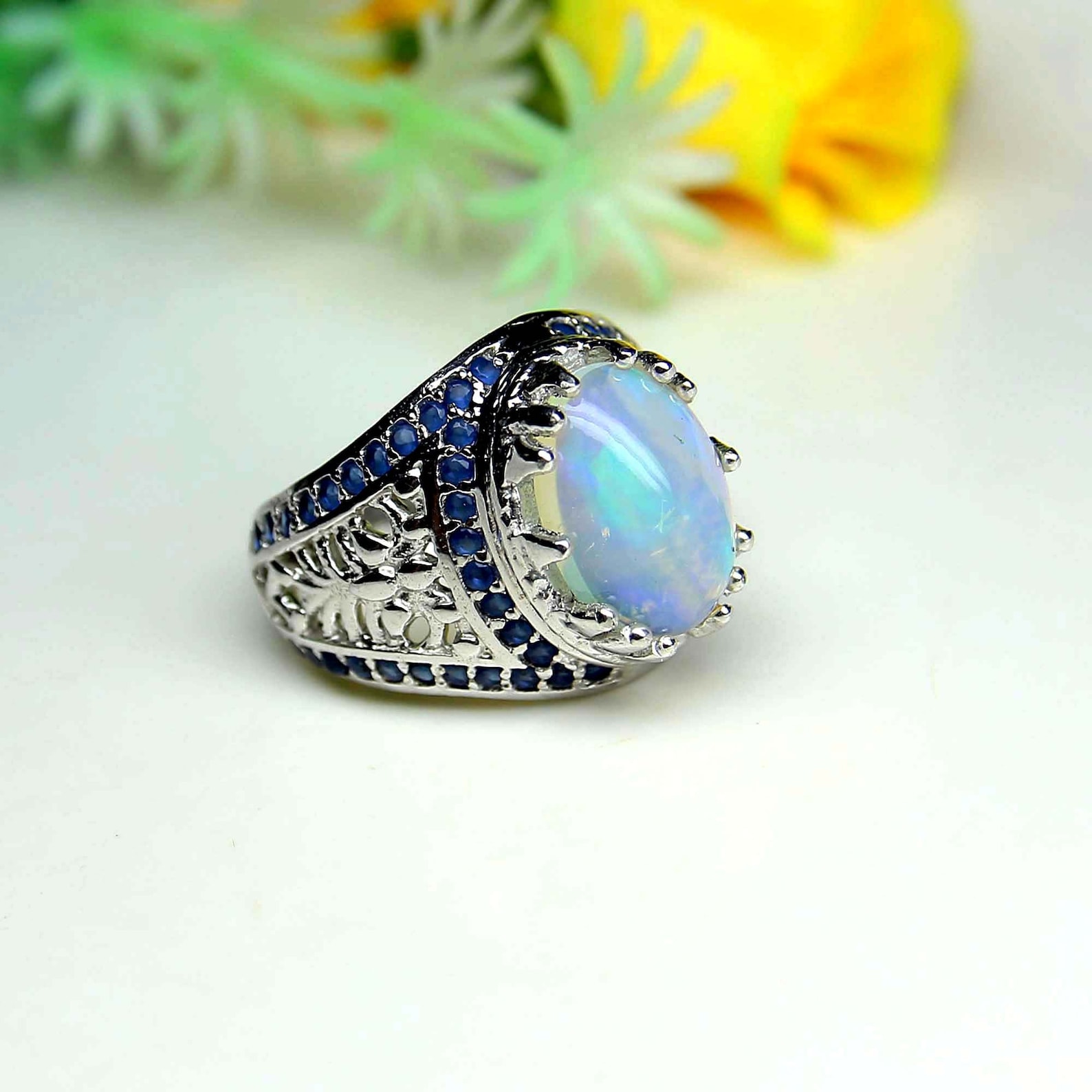 Opal Ring for Mensterling Silver Ringdesigner Opal Ringmens Etsy