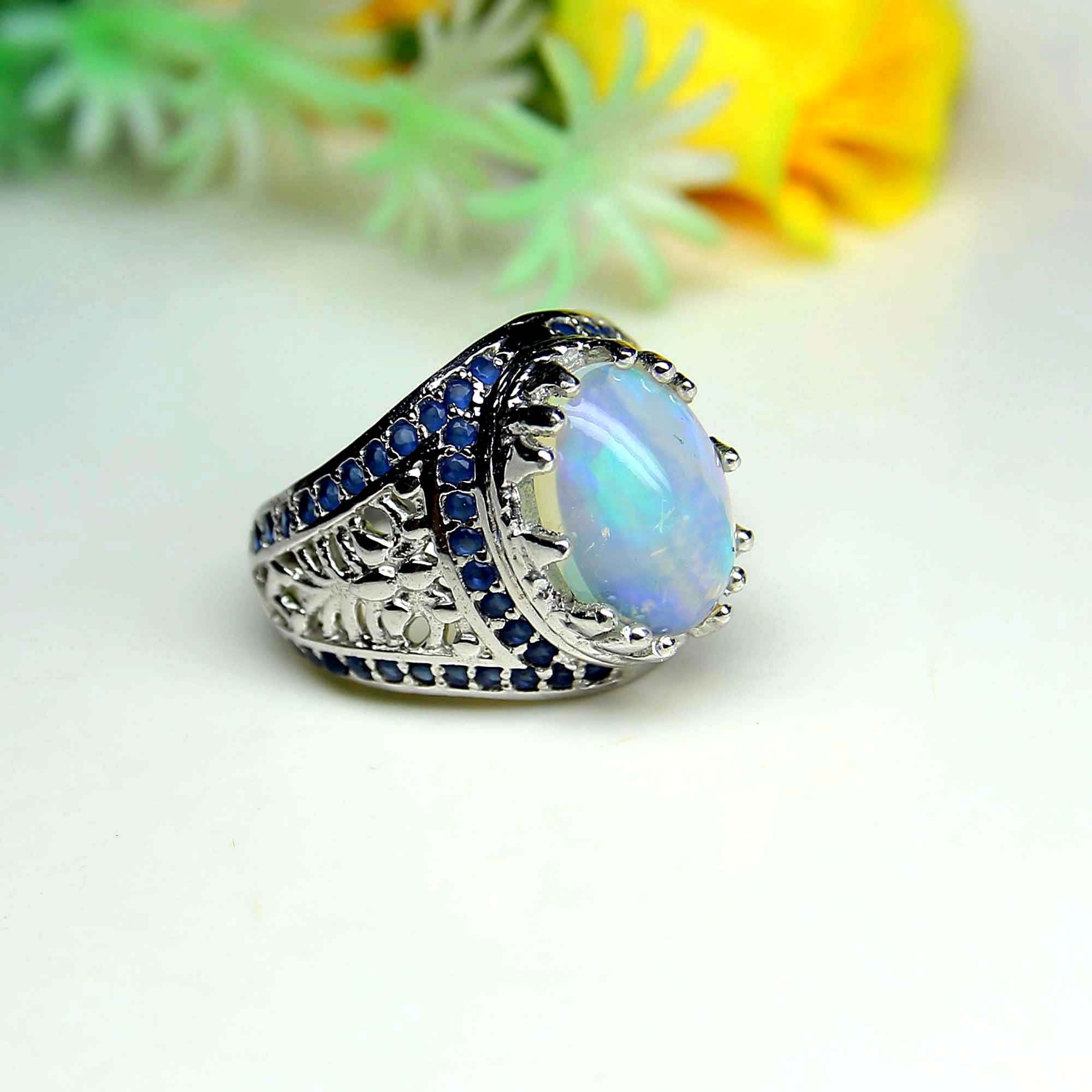 Buy Natural Black Opal Men's Ring, 925 Sterling Silver Ring , Loose Opal  Gemstone Ring, Opal Birthstone Gift Gift for Her Christmas Gift Online in  India - Etsy