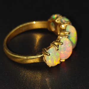 Opal Ring Fire Opal Ring-Sterling Silver Opal Ring Welo Opal Ring-Fire Opal Ring-14k Gold Ring-Ethiopian Opal Ring-October Birthstone Ring image 2
