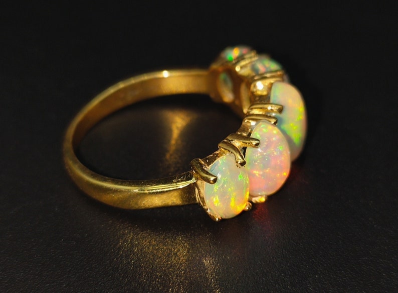 Opal Ring Fire Opal Ring-Sterling Silver Opal Ring Welo Opal Ring-Fire Opal Ring-14k Gold Ring-Ethiopian Opal Ring-October Birthstone Ring image 2