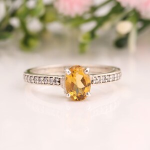 Natural Citrine Ring Citrine Ring Oval Citrine Ring Statement Ring Sterling Silver Ring 14k Gold Ring Anniversary Gift October Birthstone