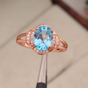 Blue Topaz Sterling Silver Ring - December Birthstone