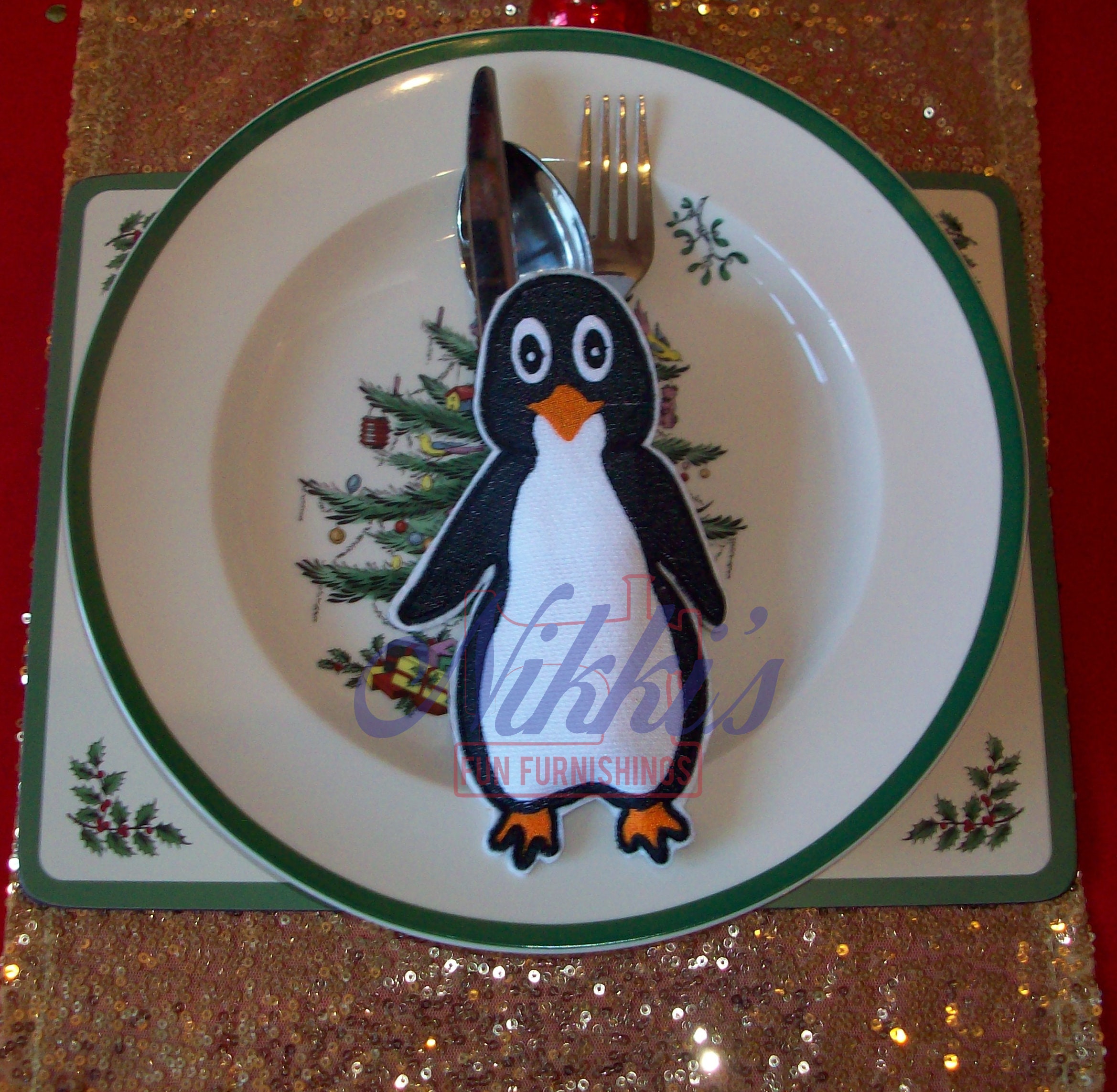 Christmas Cutlery Holder ITH Shaped Penguin Etsy