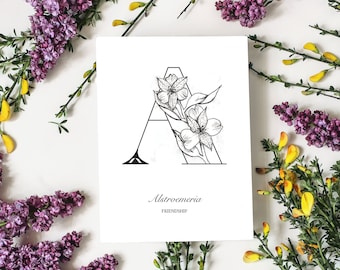 Stampe di lettere dell'alfabeto floreali / Decorazioni murali botaniche vintage per la cameretta dei bambini (Download digitale)
