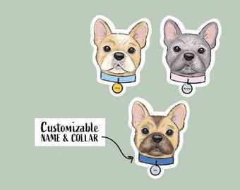 Adesivo personalizzato per bulldog francese, decalcomania personalizzata con nome del cane, vinile impermeabile, decorazione per animali domestici